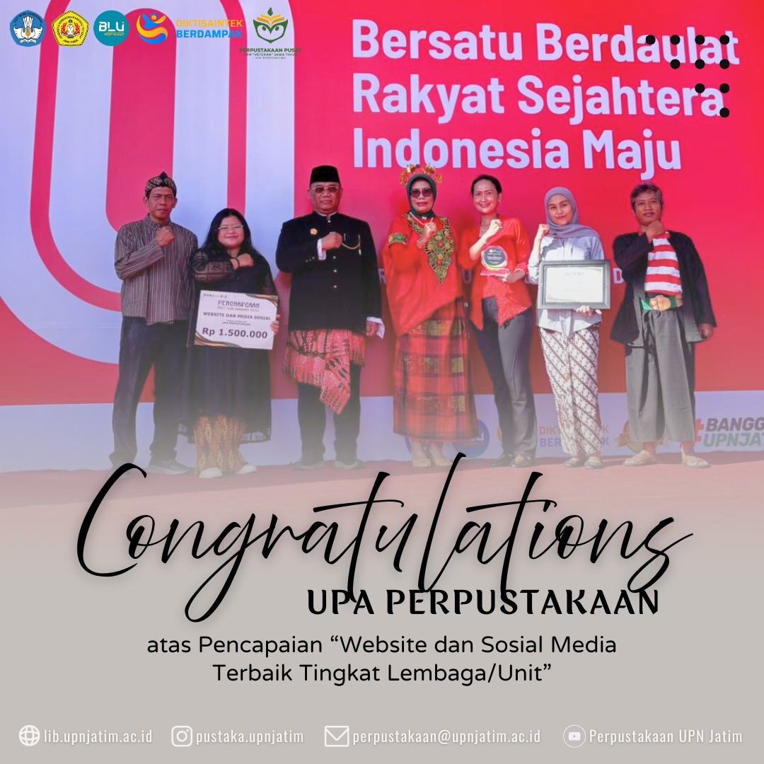 UPA PerpustakaanUPA Perpustakaan Raih Penghargaan Website dan Media Sosial Terbaik dari Rektor UPN “Veteran” Jawa Timur